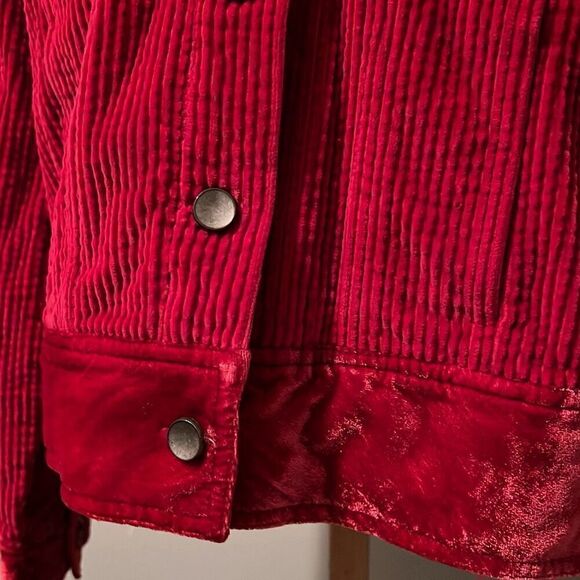 J. Jill Women’s Red Velvet Long Sleeve Button Up Corduroy Jacket - Picture 3 of 9